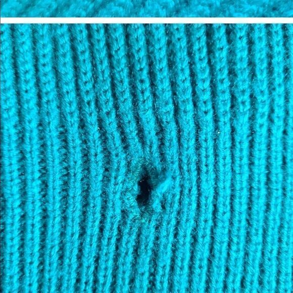 Vintage 80s Cardigan Sweater M Double Breasted Teal Blue / Green Acrylic CLX1A - Picture 12 of 12